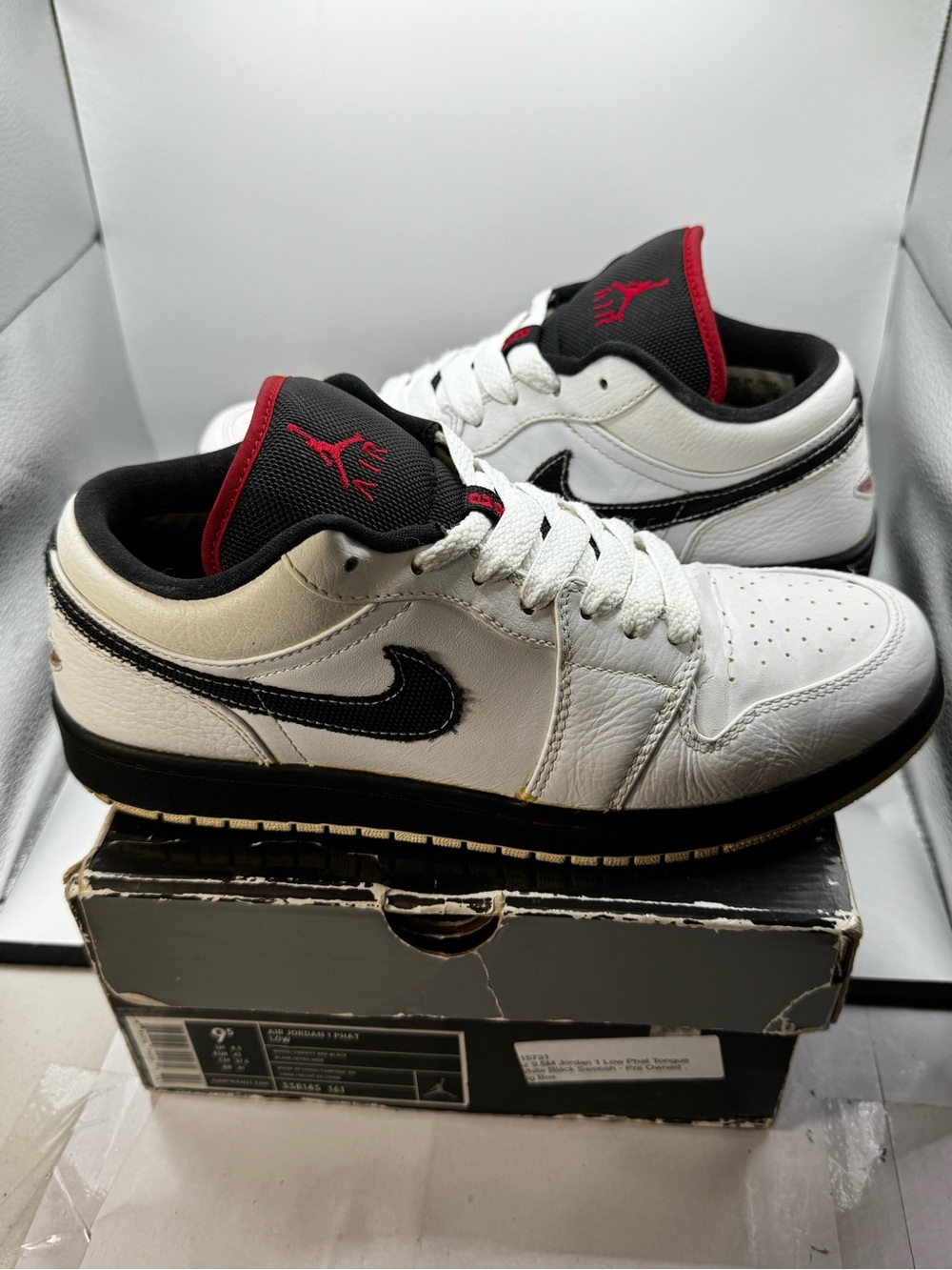 Jordan Low-Top Sneakers in White, Black & Red